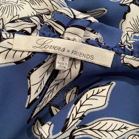 LOVERS + FRIENDS Floral Off the Shoulder Top Blue White Small - Picture 3 of 5